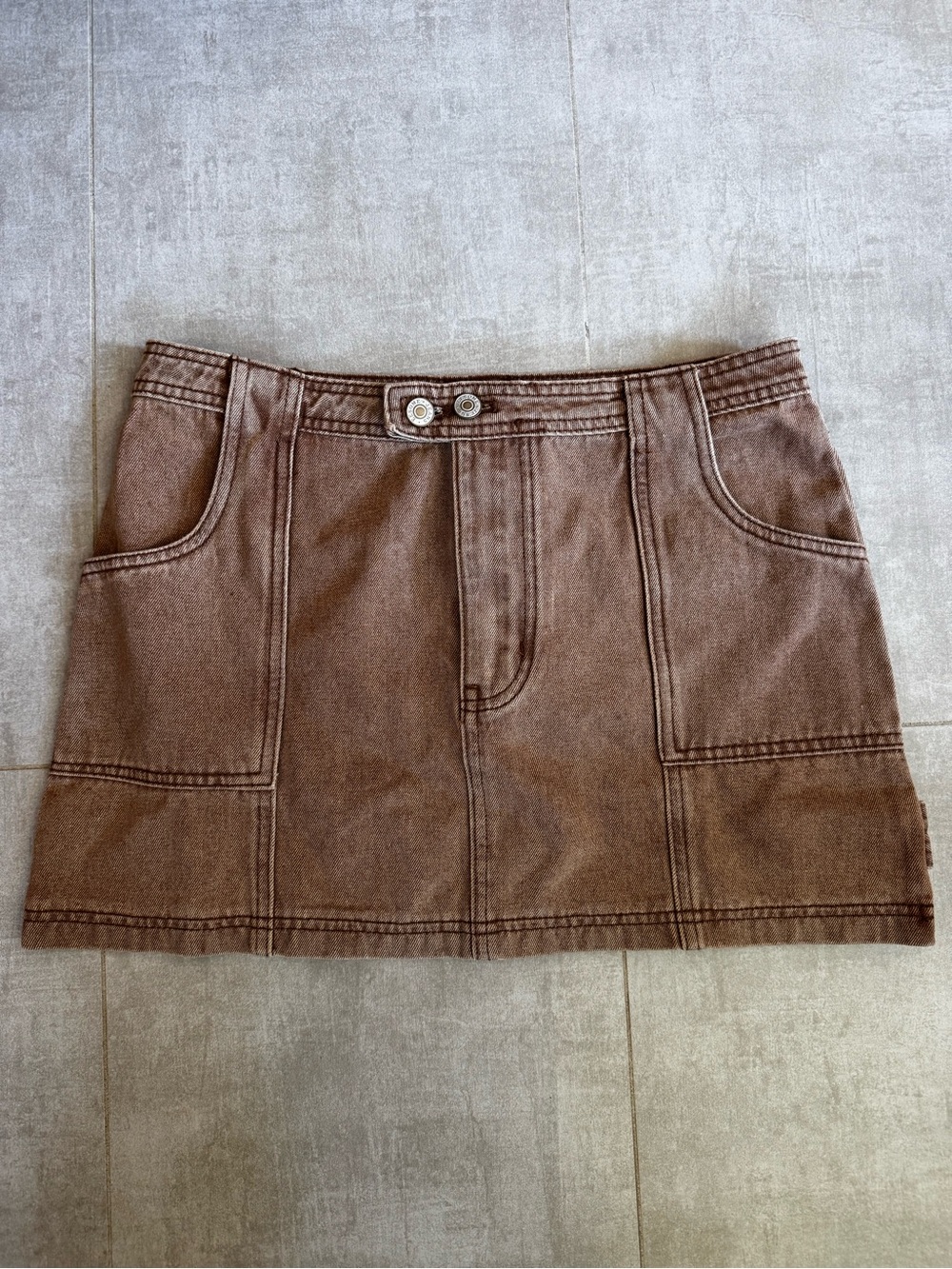 Vestique- Brown Denim Mini Skirt